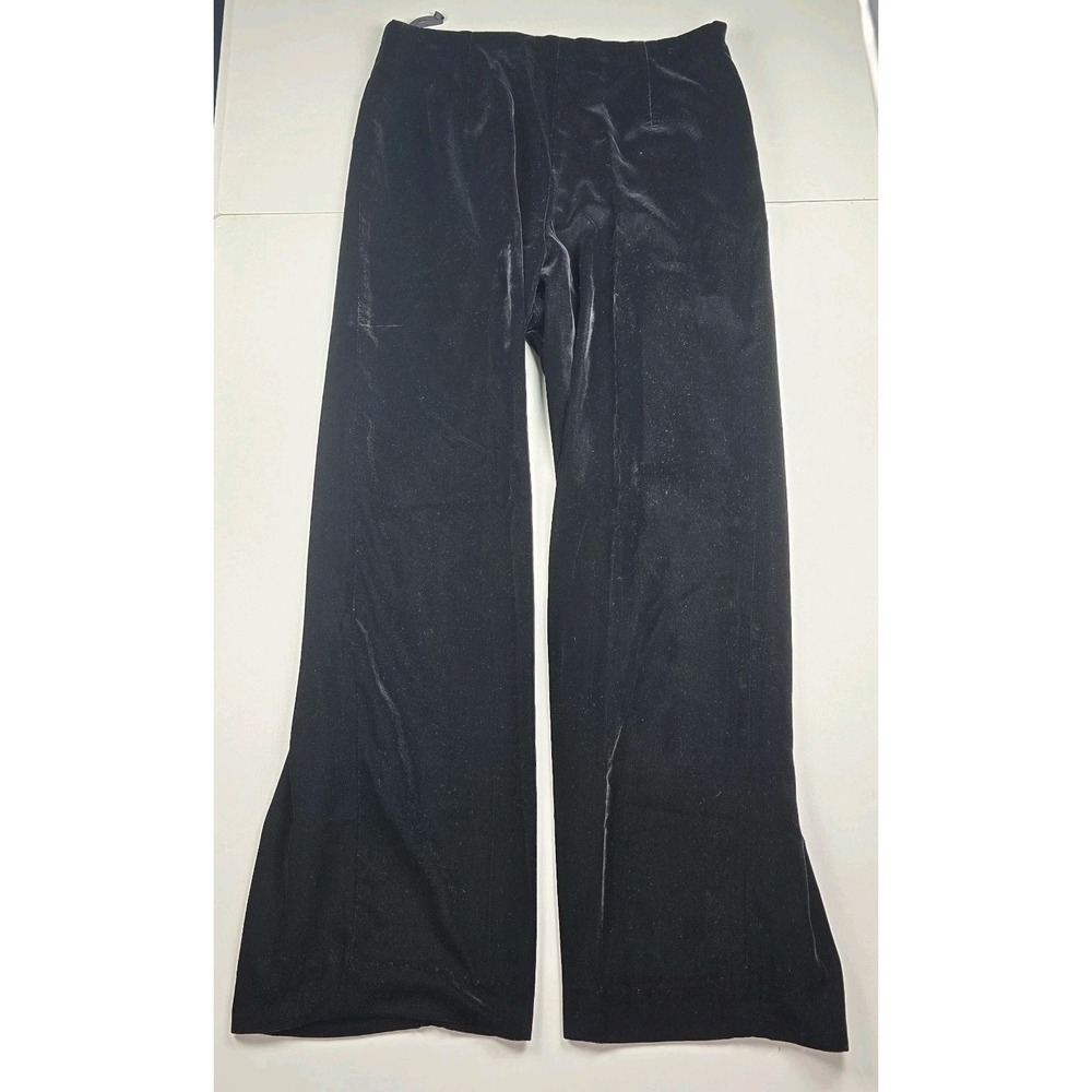 Talbots Women's Size 10 Black Fully Lined Velvet Pants Side Zip Straight Leg